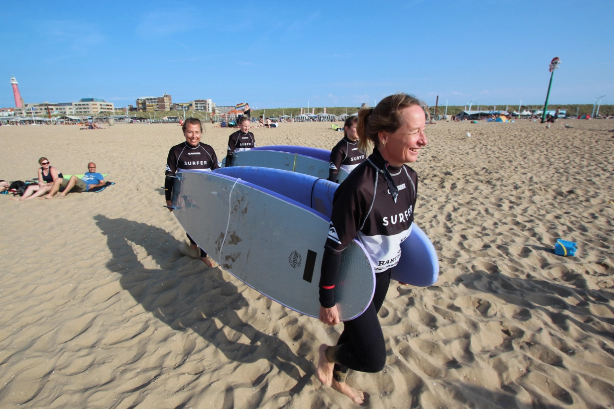 woman learning to surf at 50